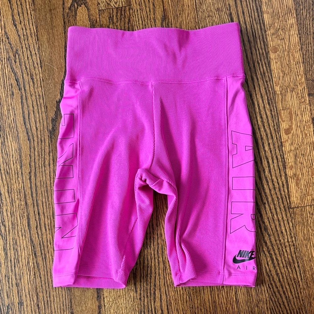 Nike Women Small High Waisted Skinny Ribbed Pink Athletic Shorts Workout Active